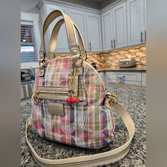 Coach Poppy Daisy Multicolor Madras Plaid Crossbody - Picture 5 of 16